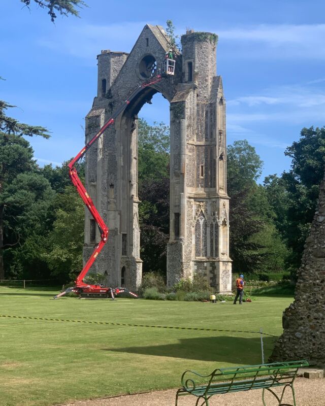 Surveying this beauty today from a 26 metre cherry picker! #walsinghamabbey #medieval #norfolkarchitect #flint #architect #holyplaces